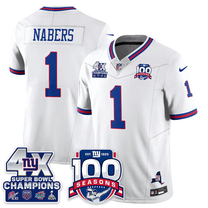 NYG 4-Time Champions Vapor Limited Jersey- 100th Season - Stitched