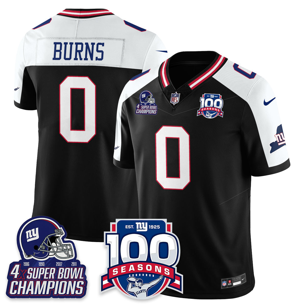 NYG 4-Time Champions Vapor Limited Jersey- 100th Season - Stitched