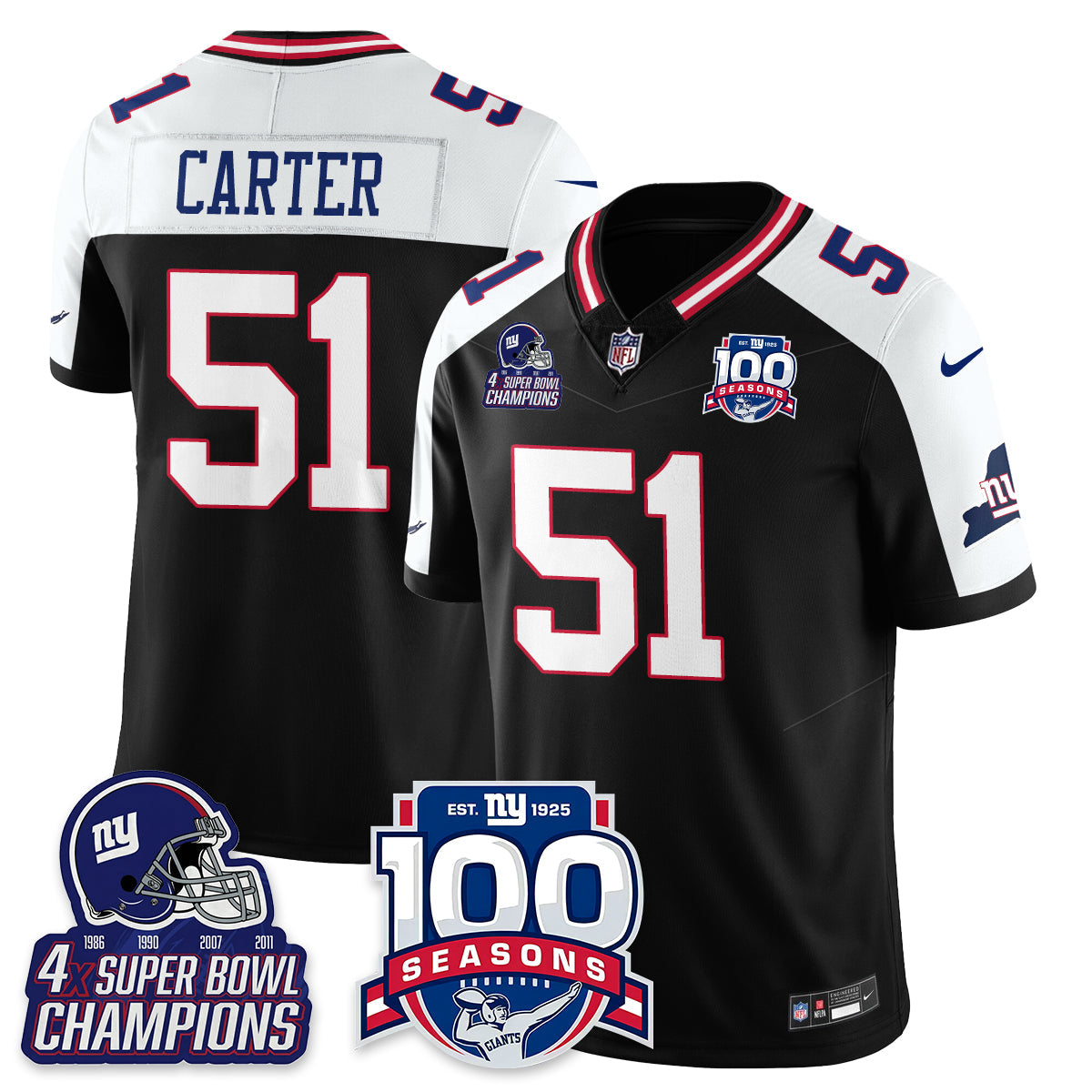 NYG 4-Time Champions Vapor Limited Jersey- 100th Season - Stitched