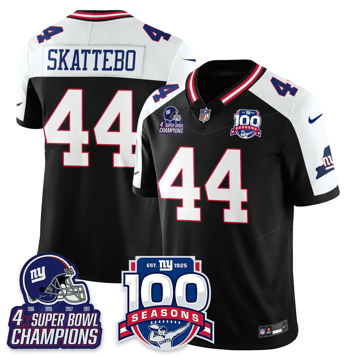 NYG 4-Time Champions Vapor Limited Jersey- 100th Season - Stitched