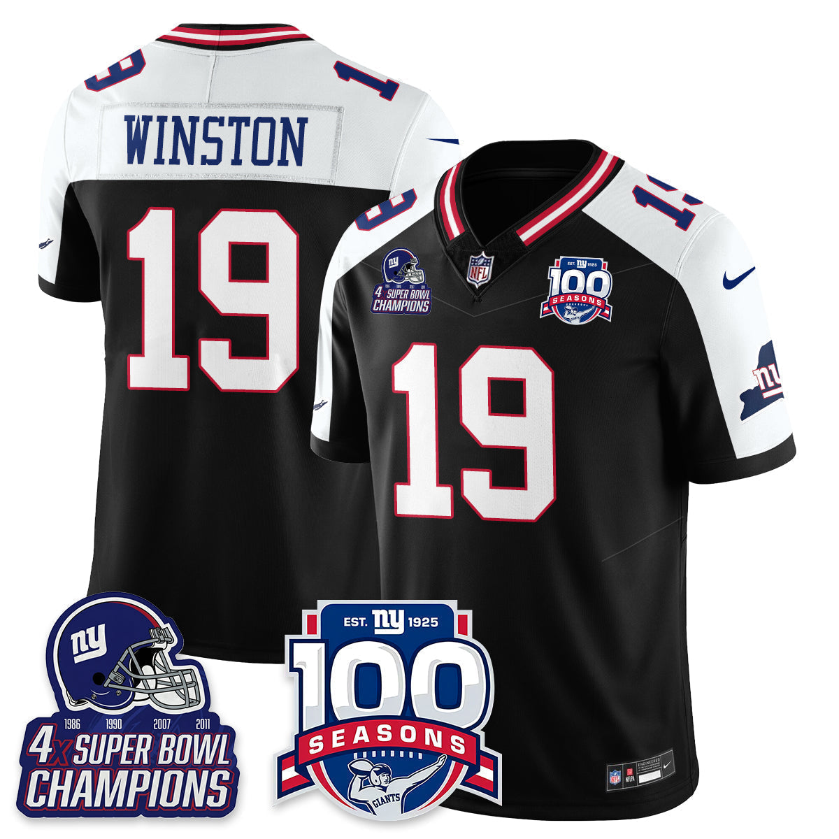NYG 4-Time Champions Vapor Limited Jersey- 100th Season - Stitched
