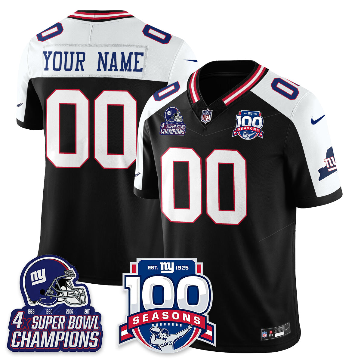 NYG 4-Time Champions Vapor Limited Jersey- 100th Season - Stitched