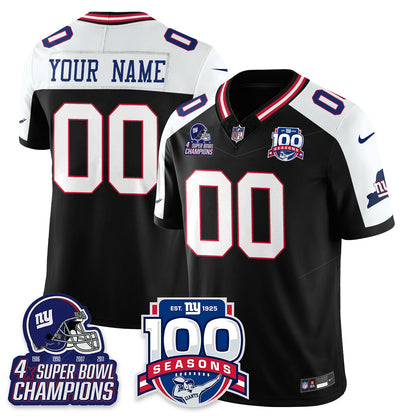 NYG 4-Time Champions Vapor Limited Custom Jersey- 100th Season - Stitched