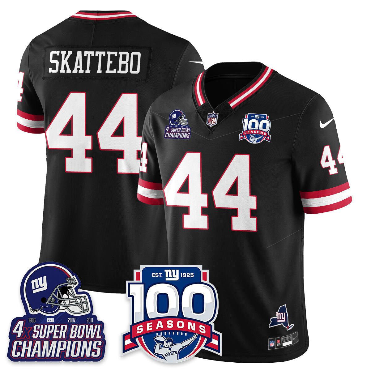 NYG 4-Time Champions Vapor Limited Jersey- 100th Season - Stitched