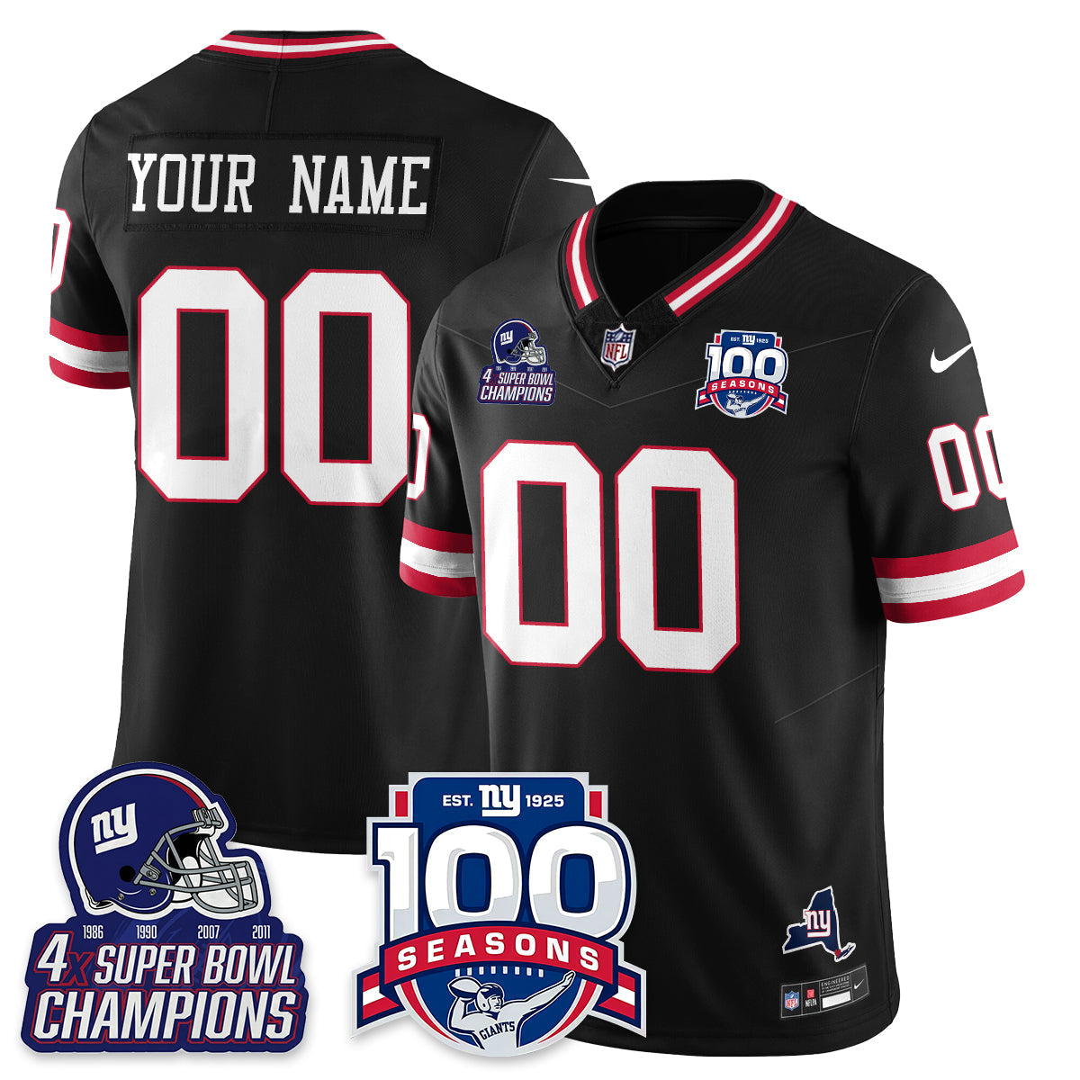 NYG 4-Time Champions Vapor Limited Jersey- 100th Season - Stitched