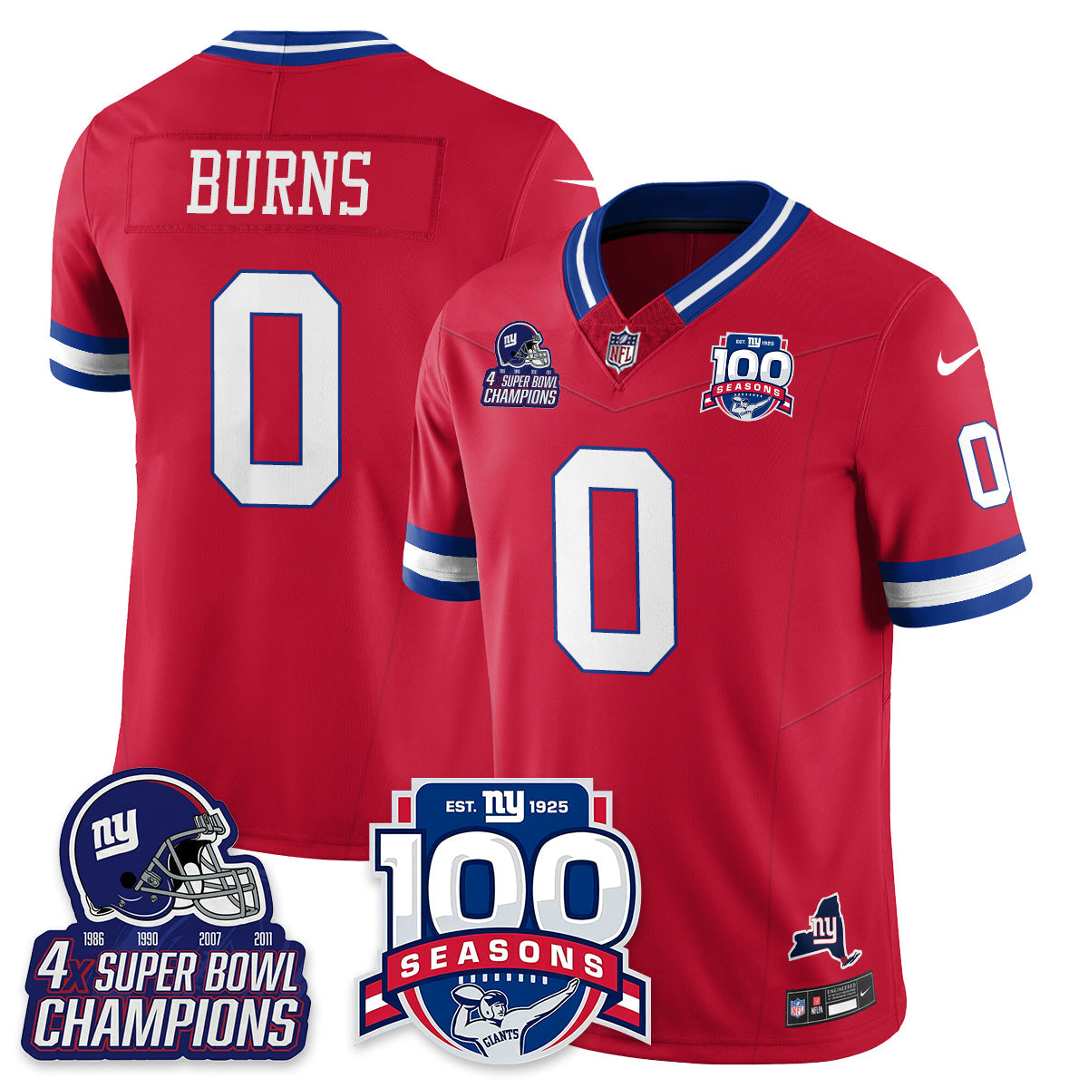 NYG 4-Time Champions Vapor Limited Jersey- 100th Season - Stitched
