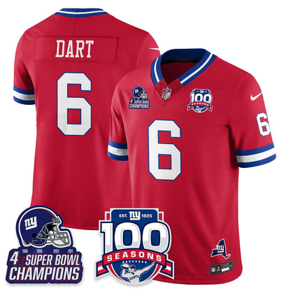 NYG 4-Time Champions Vapor Limited Jersey- 100th Season - Stitched