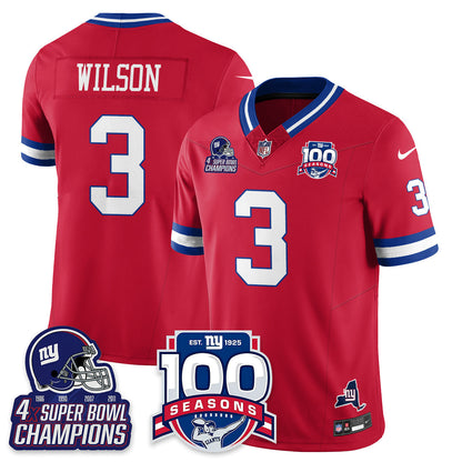 NYG 4-Time Champions Vapor Limited Jersey- 100th Season - Stitched