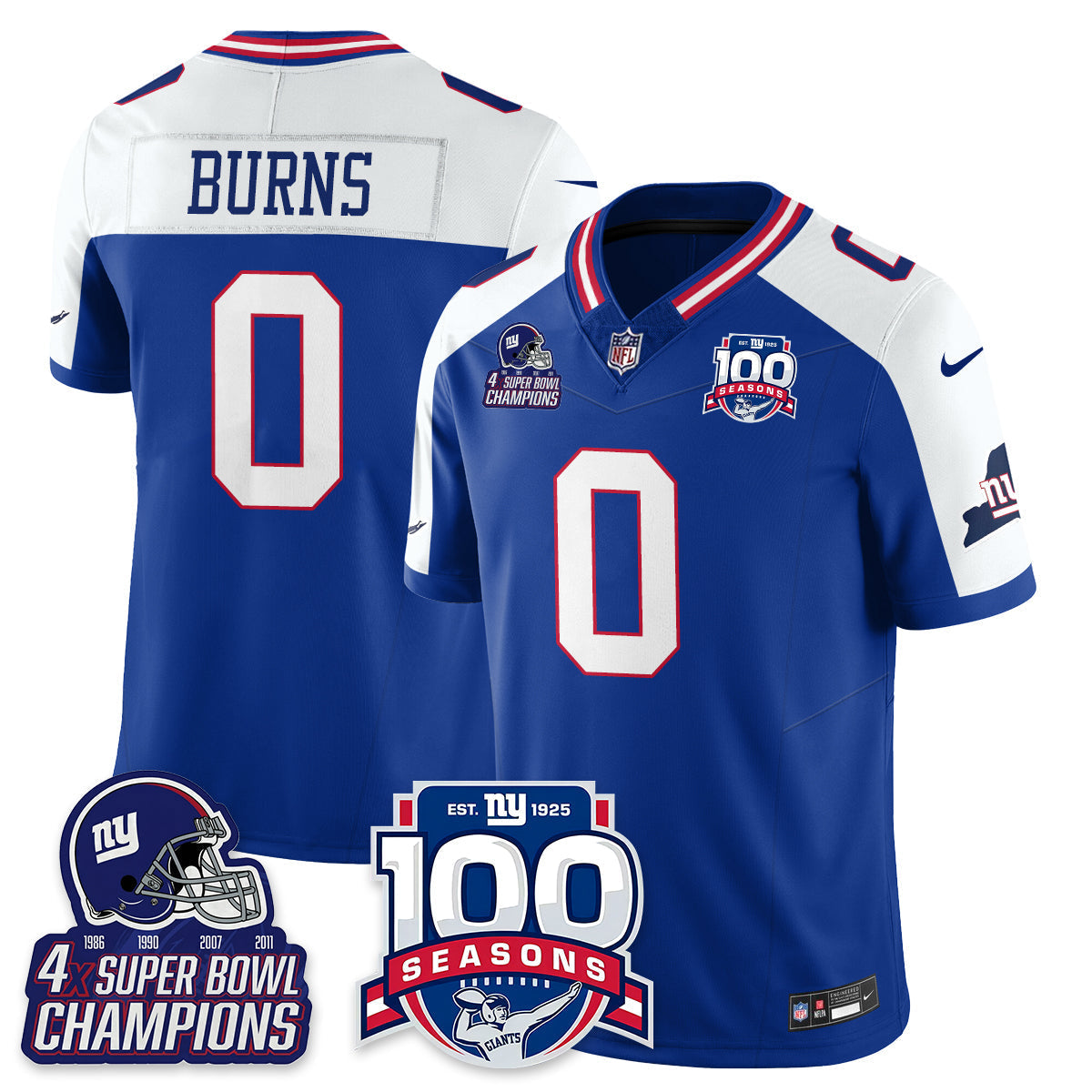 NYG 4-Time Champions Vapor Limited Jersey- 100th Season - Stitched