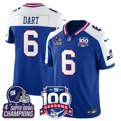 NYG 4-Time Champions Vapor Limited Jersey- 100th Season - Stitched
