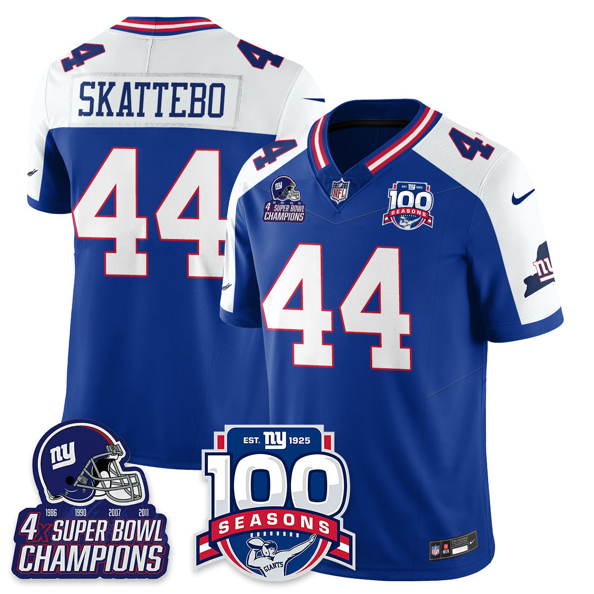 NYG 4-Time Champions Vapor Limited Jersey- 100th Season - Stitched