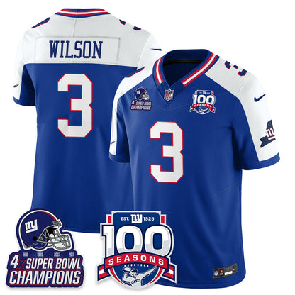 NYG 4-Time Champions Vapor Limited Jersey- 100th Season - Stitched