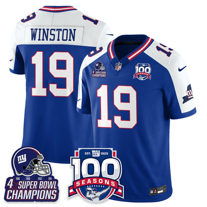 NYG 4-Time Champions Vapor Limited Jersey- 100th Season - Stitched