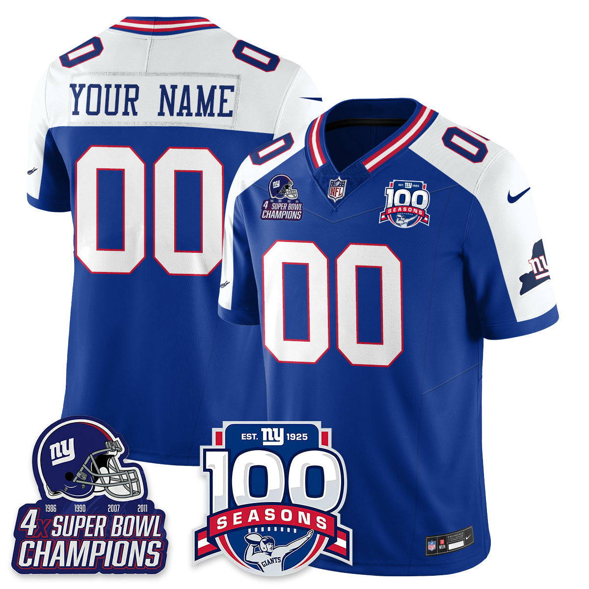 NYG 4-Time Champions Vapor Limited Jersey- 100th Season - Stitched
