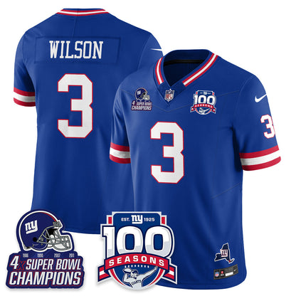NYG 4-Time Champions Vapor Limited Jersey- 100th Season - Stitched