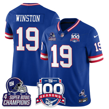 NYG 4-Time Champions Vapor Limited Jersey- 100th Season - Stitched