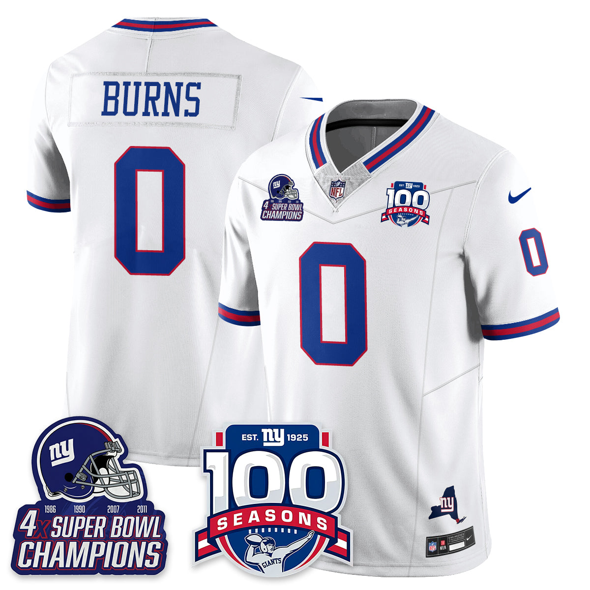 NYG 4-Time Champions Vapor Limited Jersey- 100th Season - Stitched