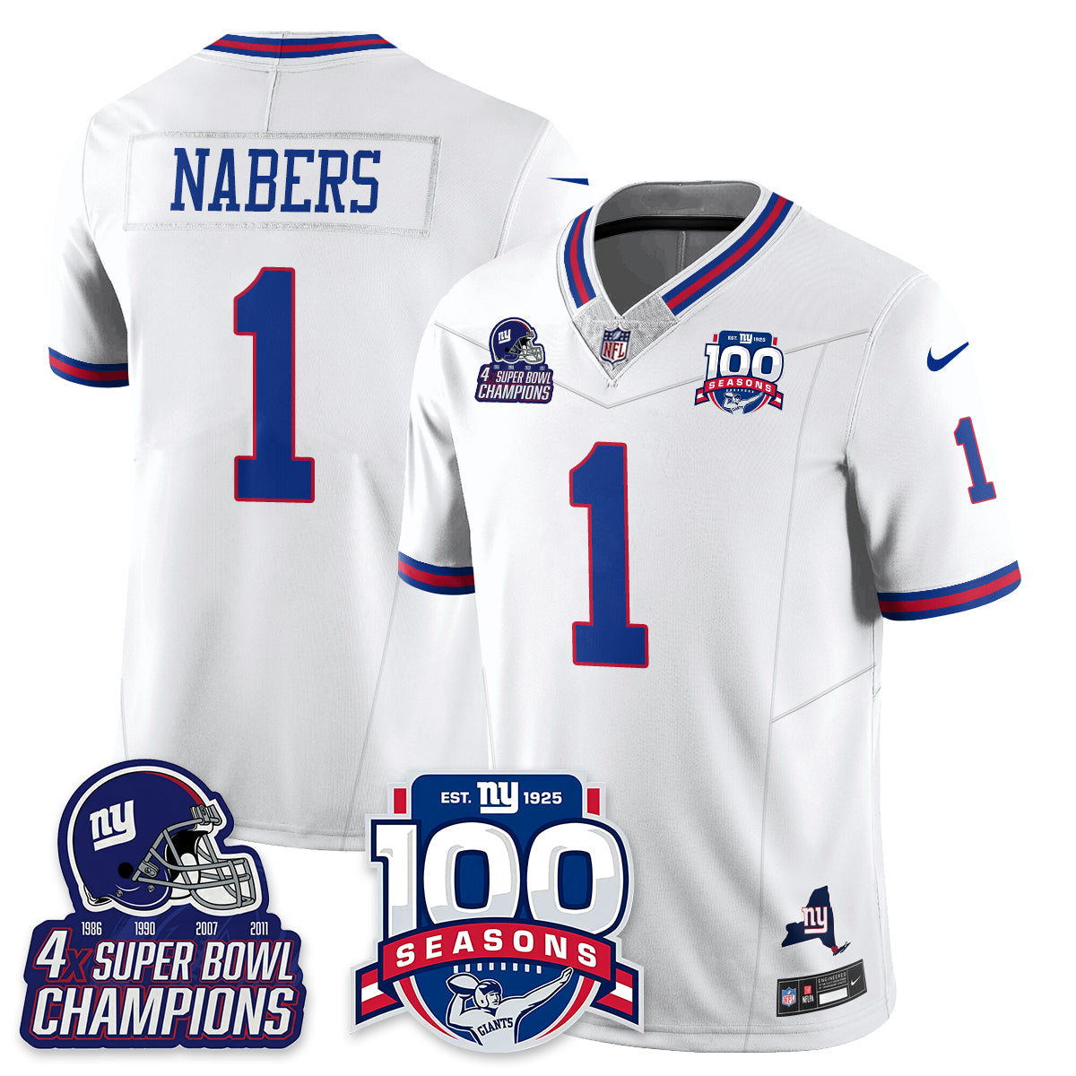 NYG 4-Time Champions Vapor Limited Jersey- 100th Season - Stitched