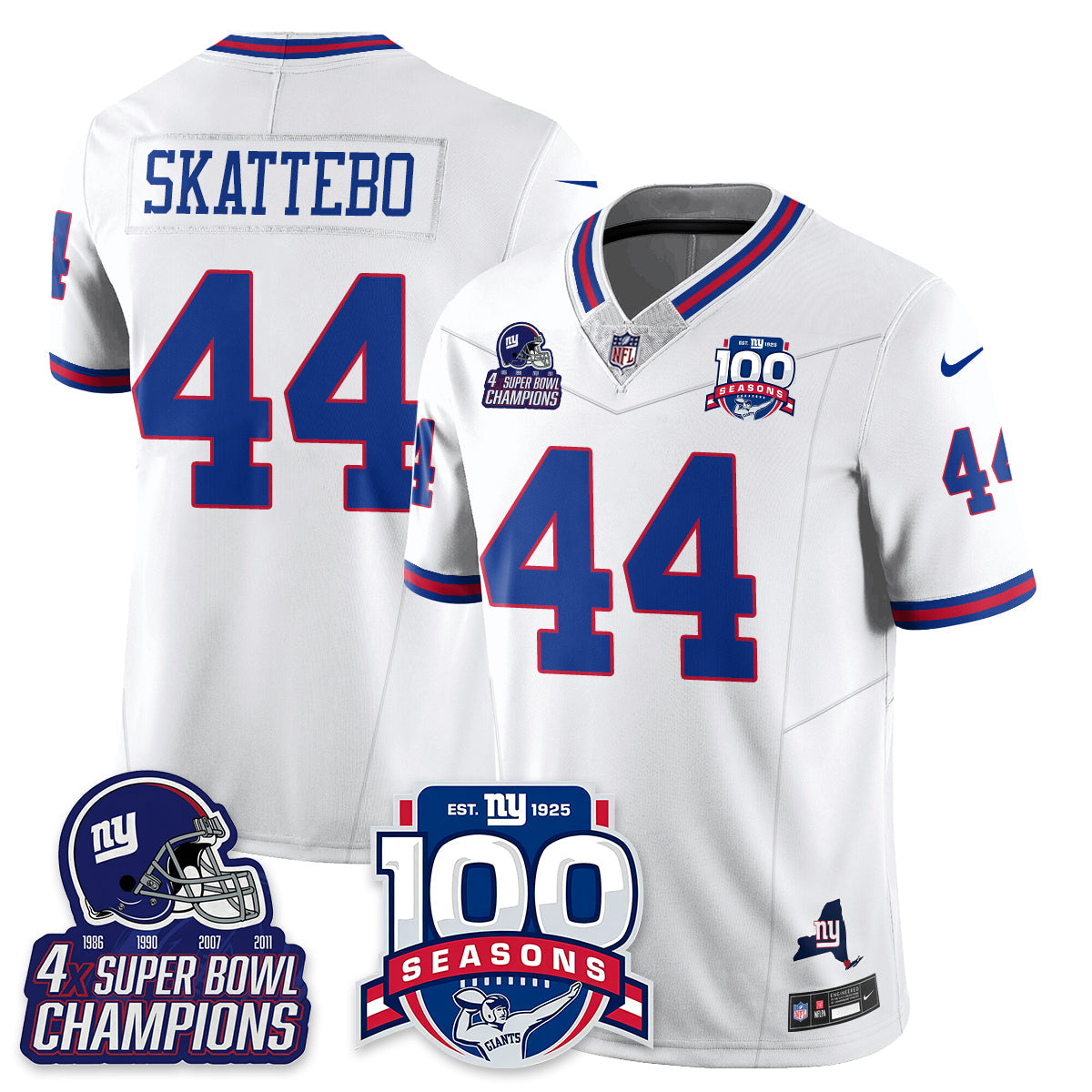 NYG 4-Time Champions Vapor Limited Jersey- 100th Season - Stitched