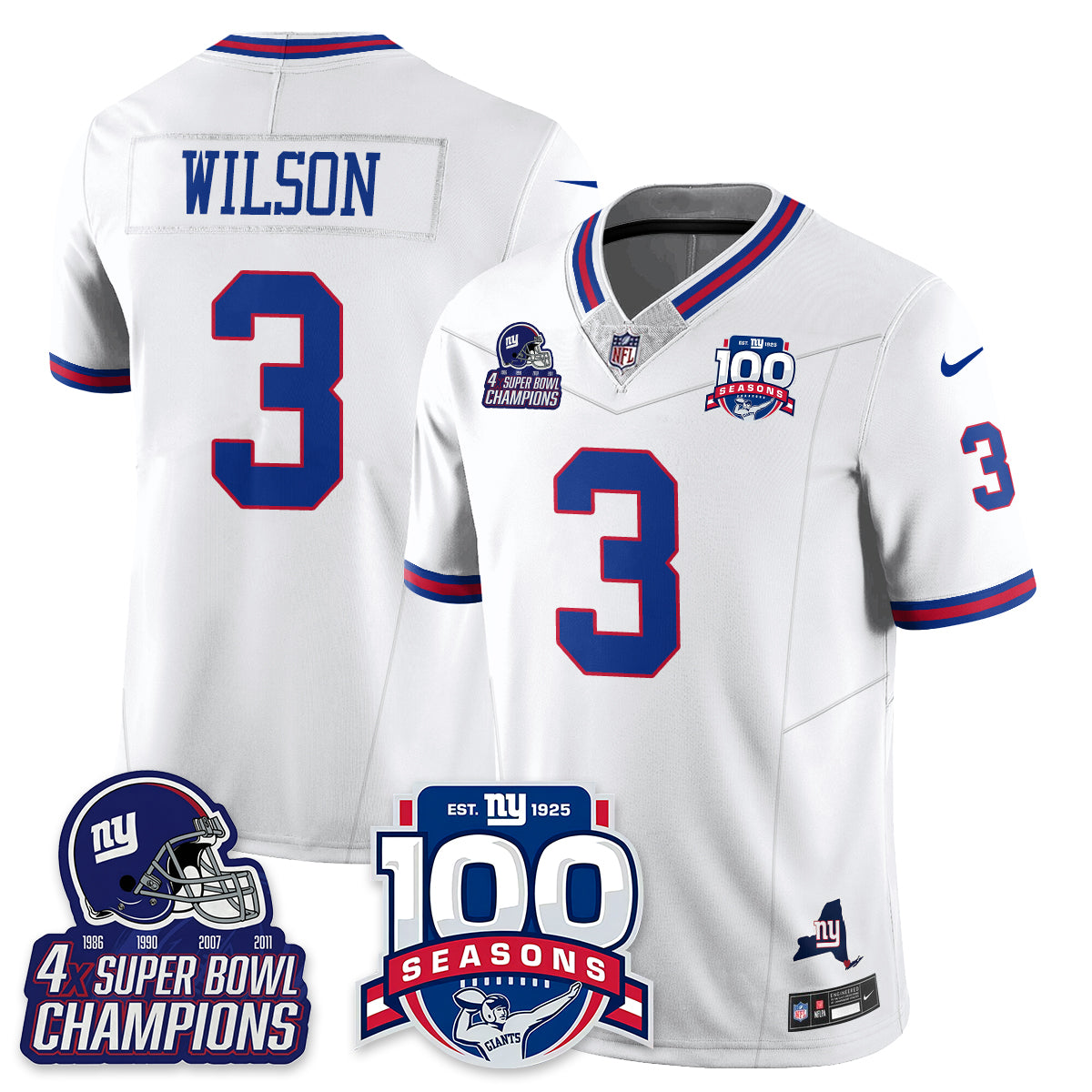 NYG 4-Time Champions Vapor Limited Jersey- 100th Season - Stitched
