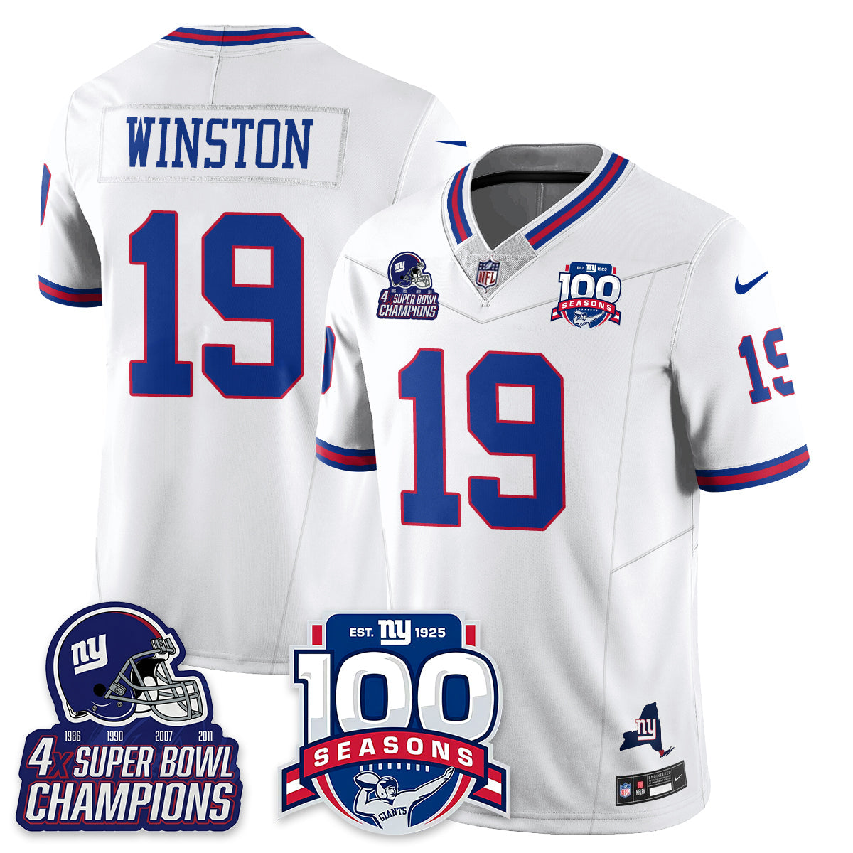 NYG 4-Time Champions Vapor Limited Jersey- 100th Season - Stitched