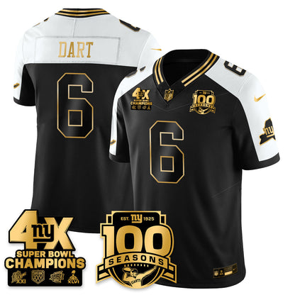 NYG 4-Time Champions Limited Gold Jersey- 100th Season - Stitched