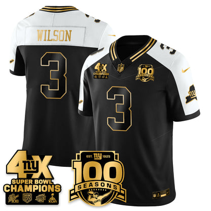 NYG 4-Time Champions Limited Gold Jersey- 100th Season - Stitched