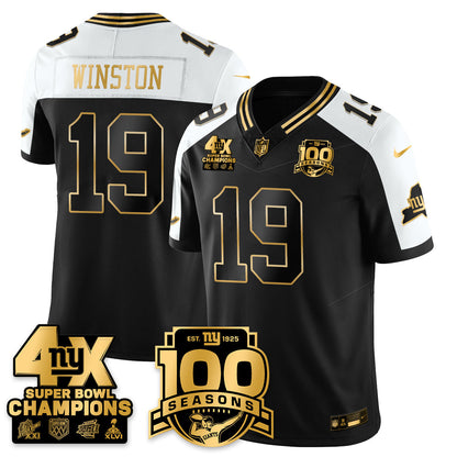 NYG 4-Time Champions Limited Gold Jersey- 100th Season - Stitched