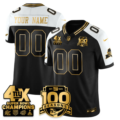NYG 4-Time Champions Limited Gold Jersey- 100th Season - Stitched