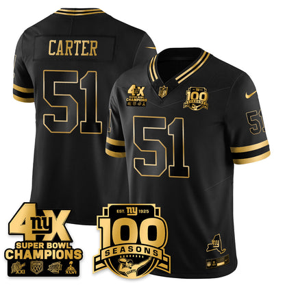 NYG 4-Time Champions Limited Gold Jersey- 100th Season - Stitched