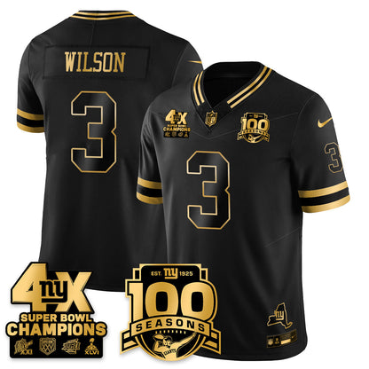 NYG 4-Time Champions Limited Gold Jersey- 100th Season - Stitched