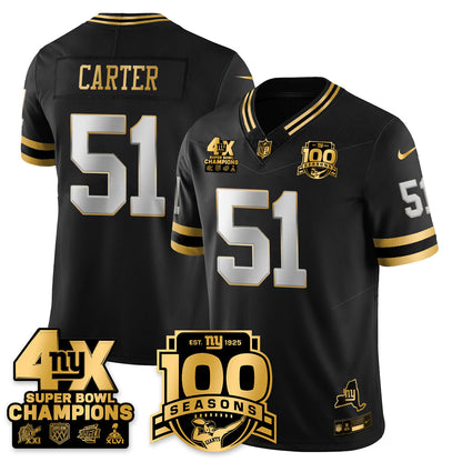 NYG 4-Time Champions Limited Gold Jersey- 100th Season - Stitched