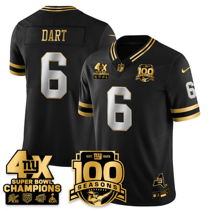 NYG 4-Time Champions Limited Gold Jersey- 100th Season - Stitched