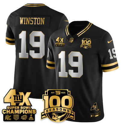 NYG 4-Time Champions Limited Gold Jersey- 100th Season - Stitched
