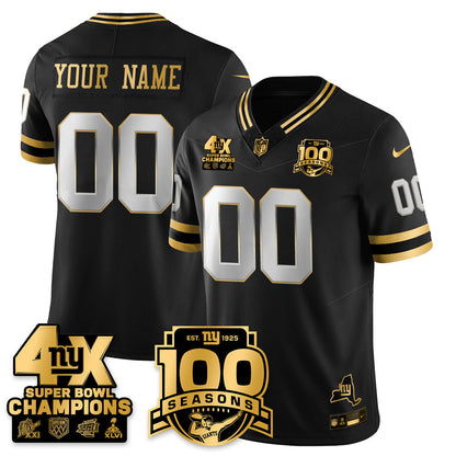 NYG 4-Time Champions Limited Gold Jersey- 100th Season - Stitched
