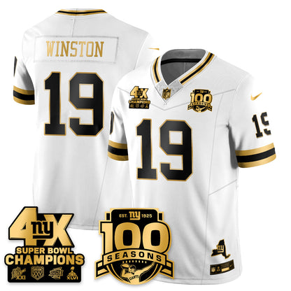 NYG 4-Time Champions Limited Gold Jersey- 100th Season - Stitched