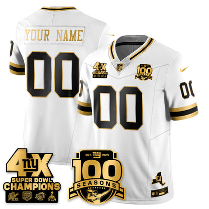 NYG 4-Time Champions Limited Gold Jersey- 100th Season - Stitched