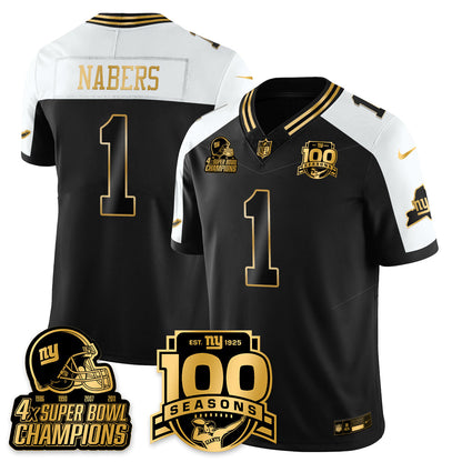 NYG 4-Time Champions Limited Gold Jersey V2- 100th Season - Stitched