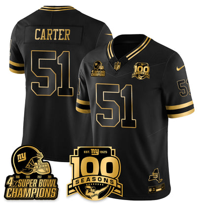 NYG 4-Time Champions Limited Gold Jersey V2- 100th Season - Stitched