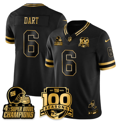 NYG 4-Time Champions Limited Gold Jersey V2- 100th Season - Stitched