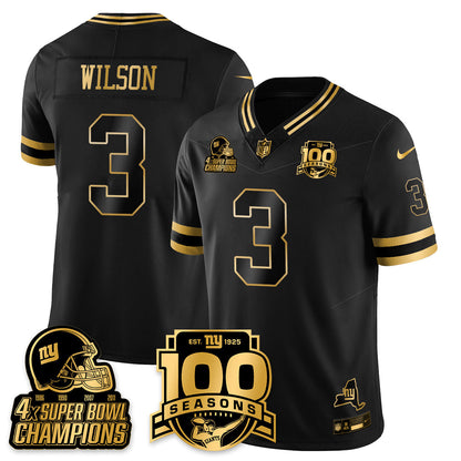NYG 4-Time Champions Limited Gold Jersey V2- 100th Season - Stitched