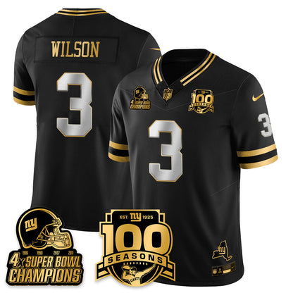 NYG 4-Time Champions Limited Gold Jersey V2- 100th Season - Stitched