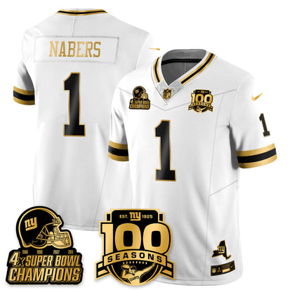 NYG 4-Time Champions Limited Gold Jersey V2- 100th Season - Stitched
