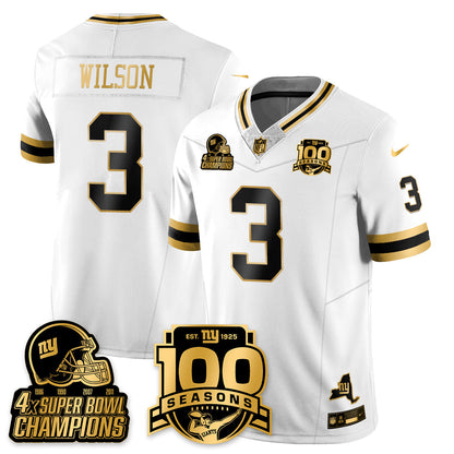 NYG 4-Time Champions Limited Gold Jersey V2- 100th Season - Stitched