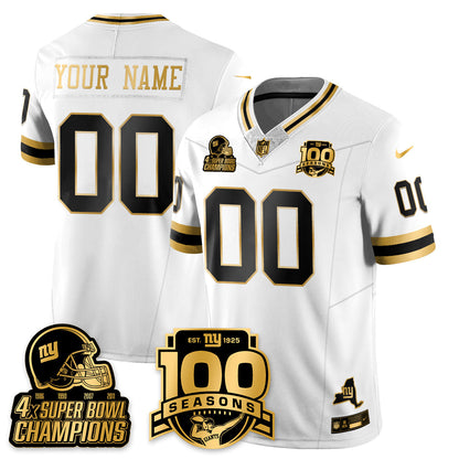 NYG 4-Time Champions Limited Gold Jersey V2- 100th Season - Stitched