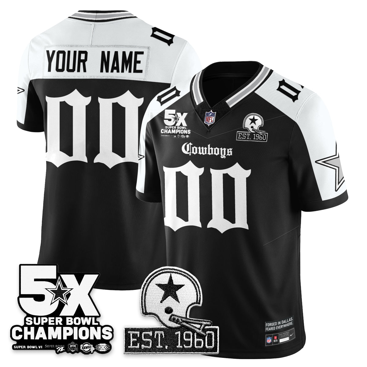 DAL 'Gothic 5-Time Champions Edition' Vapor Limited Custom Jersey - Stitched