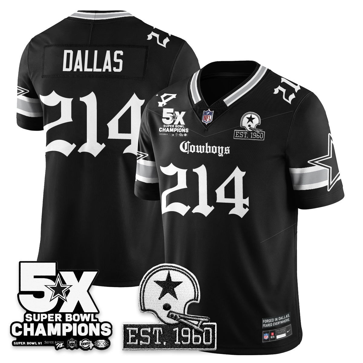 DAL 'Gothic 5-Time Champions Edition' Vapor Limited Jersey - Stitched