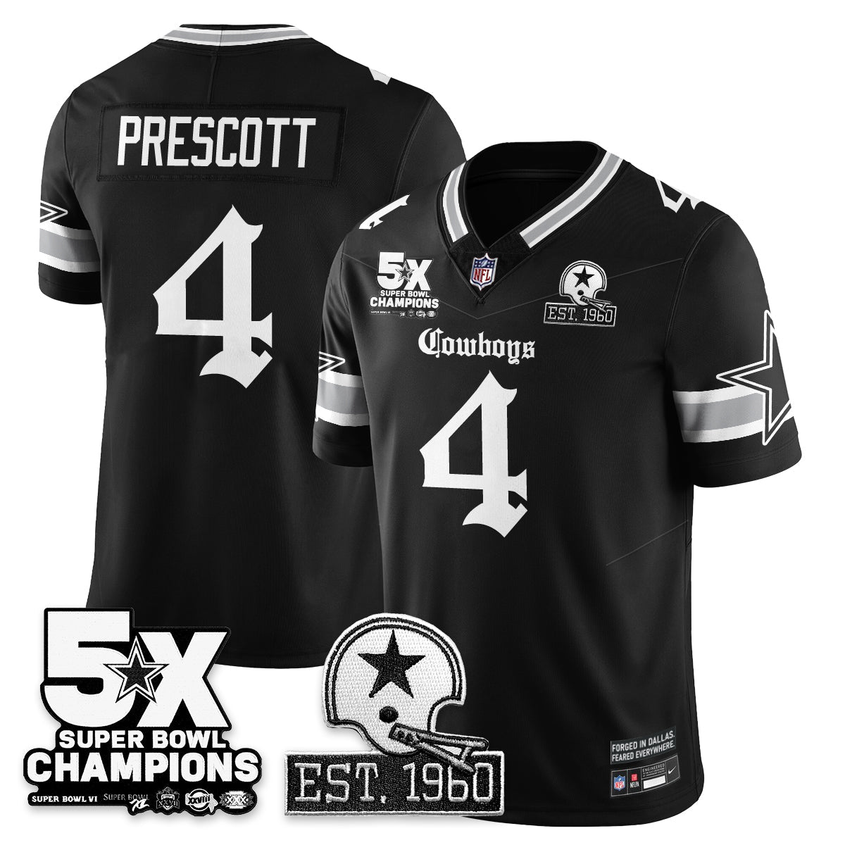 DAL 'Gothic 5-Time Champions Edition' Vapor Limited Jersey - Stitched