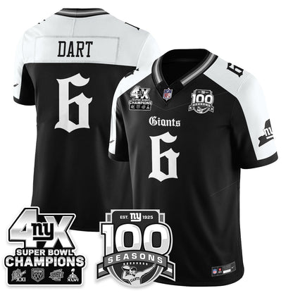 NYG 4-Time Champions Gothic Vapor Limited Jersey - 100th Seasons - Stitched