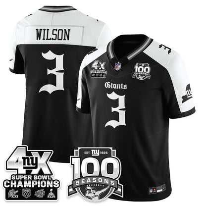 NYG 4-Time Champions Gothic Vapor Limited Jersey - 100th Seasons - Stitched